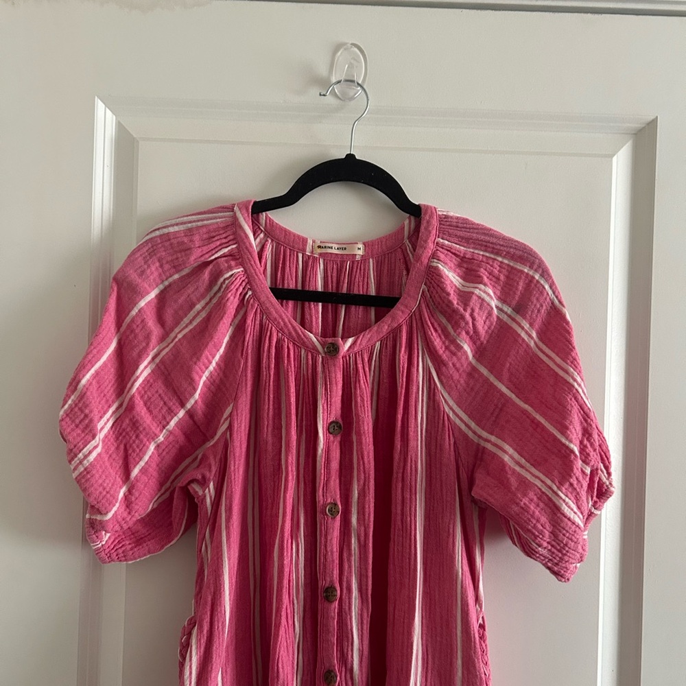 Marine Layer Pink and White Striped Button-Front Maxi Dress - Picture 3 of 10